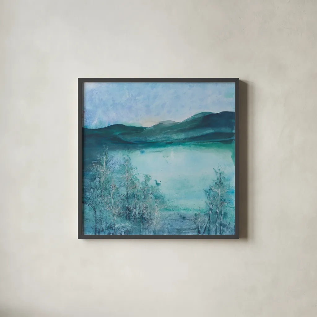 Moonrise by Chris Paschke. Shown in a sleek black glass frame for a contemporary gallery look. Available as an archival giclee rolled canvas, fine art paper, or poster print. SKU 23952a.