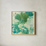 Mossy Rock II by Chris Paschke. Shown in a natural wood glass frame for a timeless modern aesthetic. Available as an archival giclee rolled canvas, fine art paper, or poster print. SKU 37166a.
