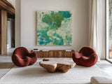 Mossy Rock II by Chris Paschke. Shown as extra-large giant wall art in a modern living room. Available as an archival giclee rolled canvas, fine art paper, or poster print. SKU 37166a.