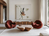 Mountain Bush Warbler by Chris Paschke. Shown as extra-large giant wall art in a modern living room. Available as an archival giclee rolled canvas, fine art paper, or poster print. SKU 23941a.