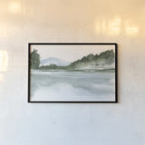 Mountain Lake by Chris Paschke. shown as a paper print in a black flame. Available as a archival giclee rolled canvas, fine art paper, or poster print. SKU 83111i.