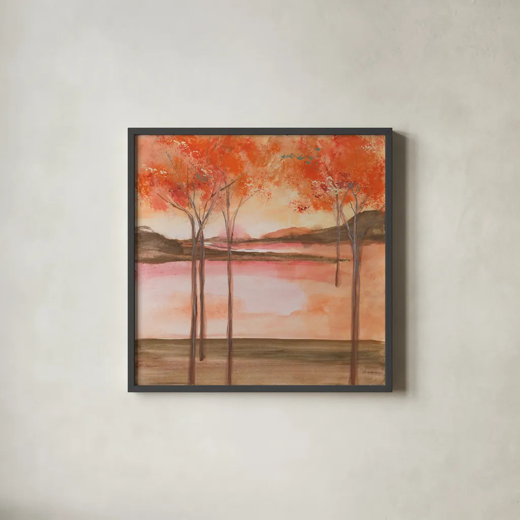 Mountain Meadow I by Chris Paschke. Shown in a sleek black glass frame for a contemporary gallery look. Available as an archival giclee rolled canvas, fine art paper, or poster print. SKU 23954a.