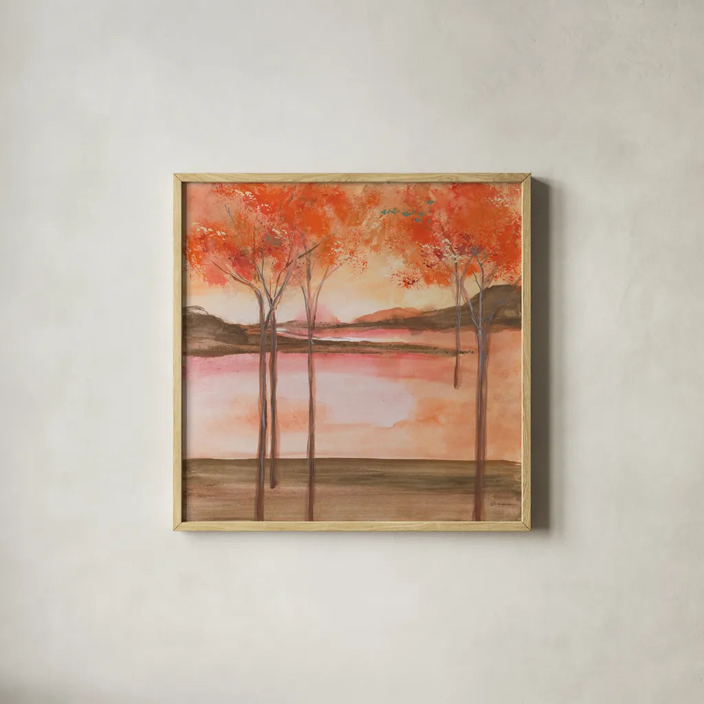 Mountain Meadow I by Chris Paschke. Shown in a natural wood glass frame for a timeless modern aesthetic. Available as an archival giclee rolled canvas, fine art paper, or poster print. SKU 23954a.