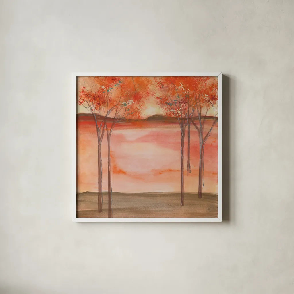 Mountain Meadow II by Chris Paschke. Shown in a crisp white glass frame for a clean and minimalist style. Available as an archival giclee rolled canvas, fine art paper, or poster print. SKU 23955a.