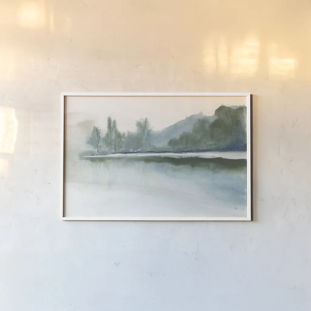 Mountain Mist I by Chris Paschke. shown as a paper print in a white frame. Available as a archival giclee rolled canvas, fine art paper, or poster print. SKU 83103i.