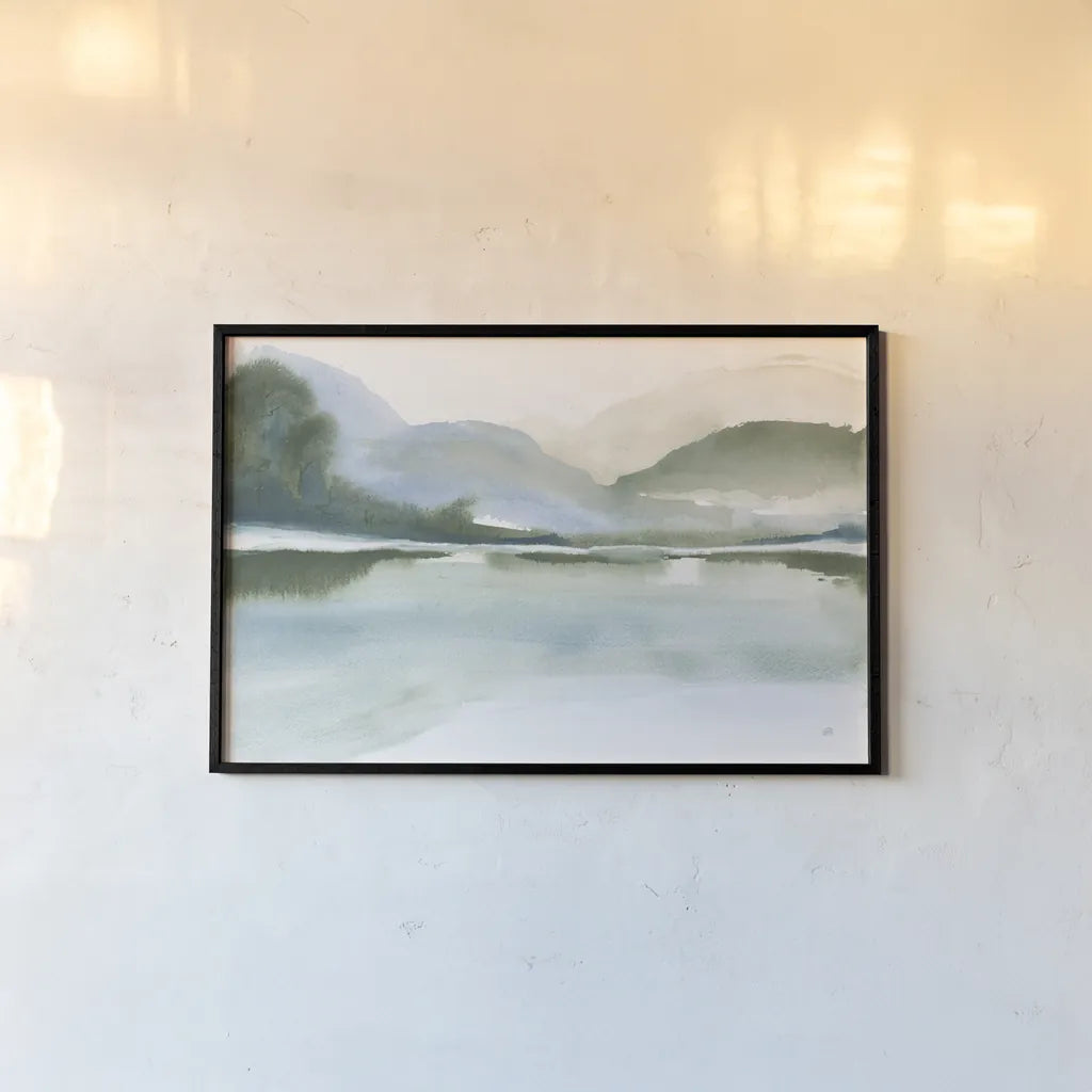 Mountain Mist II by Chris Paschke. shown as a paper print in a black flame. Available as a archival giclee rolled canvas, fine art paper, or poster print. SKU 83104i.