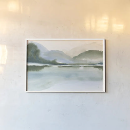 Mountain Mist II by Chris Paschke. shown as a paper print in a white frame. Available as a archival giclee rolled canvas, fine art paper, or poster print. SKU 83104i.