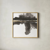 Mountain Reflection by Chris Paschke. Shown in a natural wood glass frame for a timeless modern aesthetic. Available as an archival giclee rolled canvas, fine art paper, or poster print. SKU 74361a.