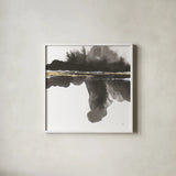 Mountain Reflection by Chris Paschke. Shown in a crisp white glass frame for a clean and minimalist style. Available as an archival giclee rolled canvas, fine art paper, or poster print. SKU 74361a.