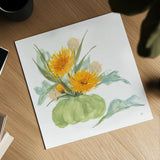 Mums and Dusty Miller by Chris Paschke. Shown as a detailed flat fine art print, highlighting archival giclee quality. Available as an archival giclee rolled canvas, fine art paper, or poster print. SKU 81868a.
