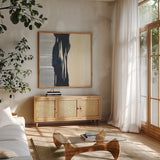 Musings II by Chris Paschke. Shown in a natural wood frame in a cozy modern living room. Available as an archival giclee rolled canvas, fine art paper, or poster print. SKU 83788a.