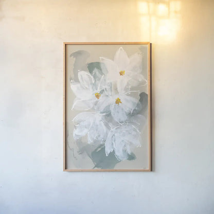 Narcissus I by Chris Paschke. shown as a paper print in a natural frame. Available as a archival giclee rolled canvas, fine art paper, or poster print. SKU 80811h.