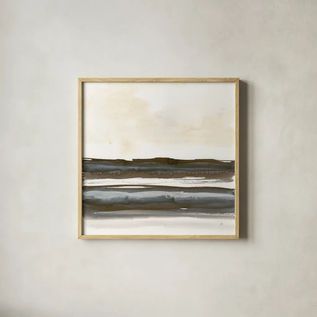 Natural Stripes I by Chris Paschke. Shown in a natural wood glass frame for a timeless modern aesthetic. Available as an archival giclee rolled canvas, fine art paper, or poster print. SKU 78533a.