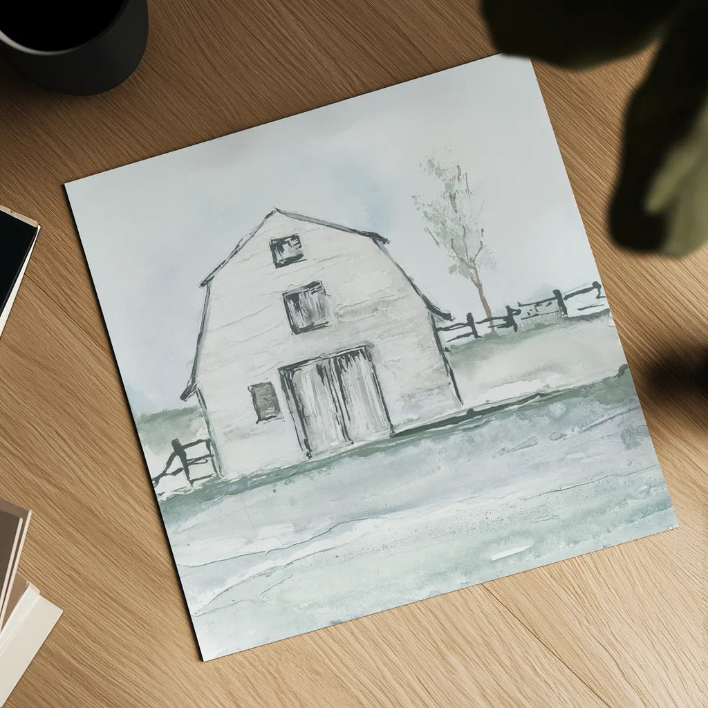 Neutral Barn III by Chris Paschke. Shown as a detailed flat fine art print, highlighting archival giclee quality. Available as an archival giclee rolled canvas, fine art paper, or poster print. SKU 70441a.