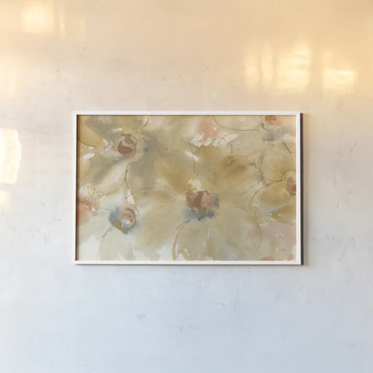 Neutral Blooms by Chris Paschke. shown as a paper print in a white frame. Available as a archival giclee rolled canvas, fine art paper, or poster print. SKU 50273i.
