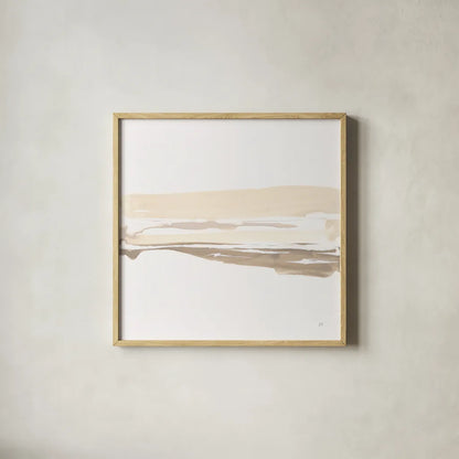 Neutral Horizon I by Chris Paschke. Shown in a natural wood glass frame for a timeless modern aesthetic. Available as an archival giclee rolled canvas, fine art paper, or poster print. SKU 92761a.