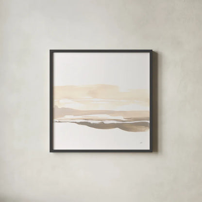 Neutral Horizon III by Chris Paschke. Shown in a sleek black glass frame for a contemporary gallery look. Available as an archival giclee rolled canvas, fine art paper, or poster print. SKU 92763a.