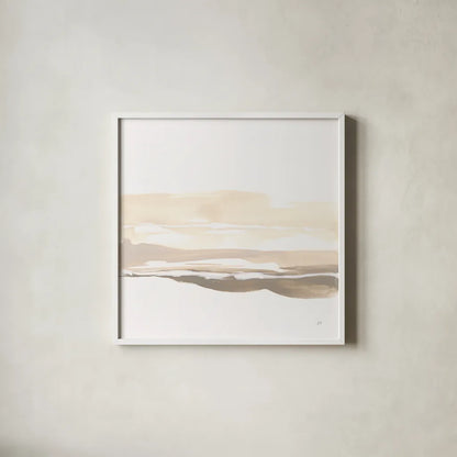 Neutral Horizon III by Chris Paschke. Shown in a crisp white glass frame for a clean and minimalist style. Available as an archival giclee rolled canvas, fine art paper, or poster print. SKU 92763a.