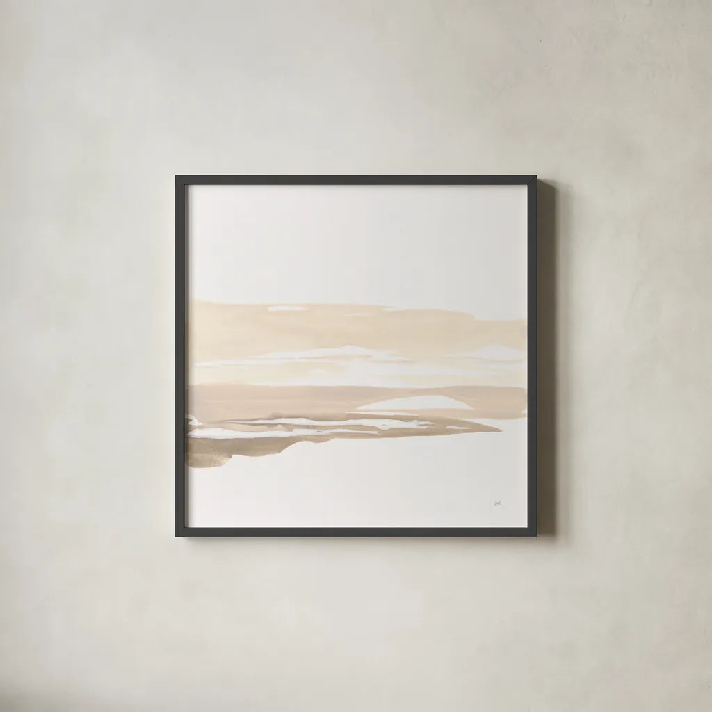 Neutral Horizon IV by Chris Paschke. Shown in a sleek black glass frame for a contemporary gallery look. Available as an archival giclee rolled canvas, fine art paper, or poster print. SKU 92764a.