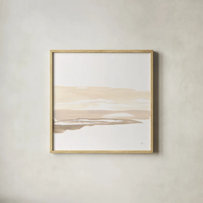 Neutral Horizon IV by Chris Paschke. Shown in a natural wood glass frame for a timeless modern aesthetic. Available as an archival giclee rolled canvas, fine art paper, or poster print. SKU 92764a.