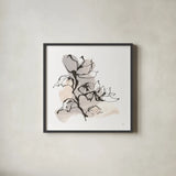 Neutral Magnolia II by Chris Paschke. Shown in a sleek black glass frame for a contemporary gallery look. Available as an archival giclee rolled canvas, fine art paper, or poster print. SKU 85766a.
