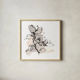 Neutral Magnolia II by Chris Paschke. Shown in a natural wood glass frame for a timeless modern aesthetic. Available as an archival giclee rolled canvas, fine art paper, or poster print. SKU 85766a.