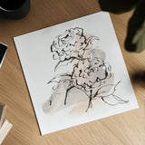 Neutral Peony I by Chris Paschke. Shown as a detailed flat fine art print, highlighting archival giclee quality. Available as an archival giclee rolled canvas, fine art paper, or poster print. SKU 85767a.
