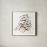Neutral Peony I by Chris Paschke. Shown in a natural wood glass frame for a timeless modern aesthetic. Available as an archival giclee rolled canvas, fine art paper, or poster print. SKU 85767a.