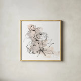 Neutral Peony II by Chris Paschke. Shown in a natural wood glass frame for a timeless modern aesthetic. Available as an archival giclee rolled canvas, fine art paper, or poster print. SKU 85768a.
