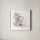 Neutral Peony II by Chris Paschke. Shown in a crisp white glass frame for a clean and minimalist style. Available as an archival giclee rolled canvas, fine art paper, or poster print. SKU 85768a.
