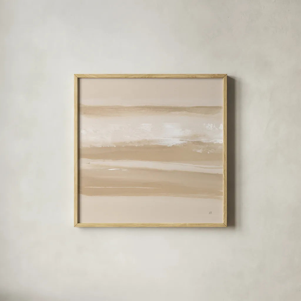 Neutral Slate III by Chris Paschke. Shown in a natural wood glass frame for a timeless modern aesthetic. Available as an archival giclee rolled canvas, fine art paper, or poster print. SKU 72059a.