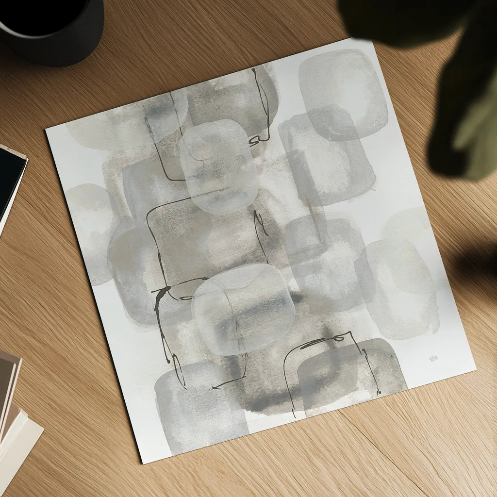 Neutral Stacking I White by Chris Paschke. Shown as a detailed flat fine art print, highlighting archival giclee quality. Available as an archival giclee rolled canvas, fine art paper, or poster print. SKU 31563a.