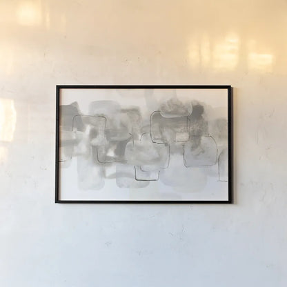 Neutral Stacking III White by Chris Paschke. shown as a paper print in a black flame. Available as a archival giclee rolled canvas, fine art paper, or poster print. SKU 33908i.