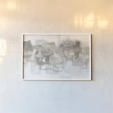 Neutral Stacking III White by Chris Paschke. shown as a paper print in a white frame. Available as a archival giclee rolled canvas, fine art paper, or poster print. SKU 33908i.