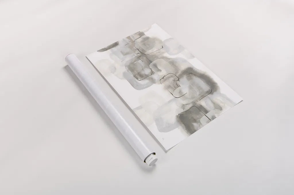 Neutral Stacking IV White by Chris Paschke. shown as a rolled paper print. Available as archival giclee rolled canvas, fine art paper, or poster print. SKU 33909i.