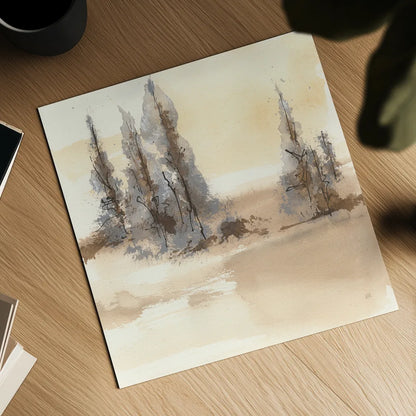 Neutral Treescape I by Chris Paschke. Shown as a detailed flat fine art print, highlighting archival giclee quality. Available as an archival giclee rolled canvas, fine art paper, or poster print. SKU 89503a.