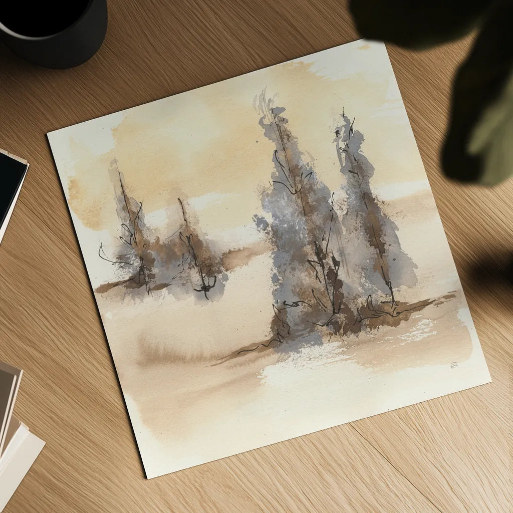 Neutral Treescape II by Chris Paschke. Shown as a detailed flat fine art print, highlighting archival giclee quality. Available as an archival giclee rolled canvas, fine art paper, or poster print. SKU 89504a.