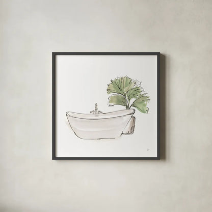 Neutral Tub I by Chris Paschke. Shown in a sleek black glass frame for a contemporary gallery look. Available as an archival giclee rolled canvas, fine art paper, or poster print. SKU 66220a.