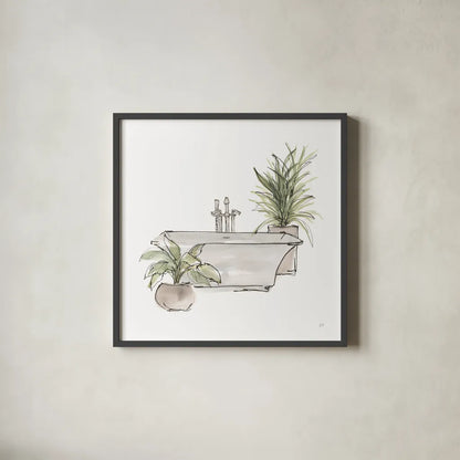 Neutral Tub II by Chris Paschke. Shown in a sleek black glass frame for a contemporary gallery look. Available as an archival giclee rolled canvas, fine art paper, or poster print. SKU 66221a.