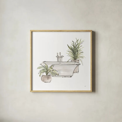 Neutral Tub II by Chris Paschke. Shown in a natural wood glass frame for a timeless modern aesthetic. Available as an archival giclee rolled canvas, fine art paper, or poster print. SKU 66221a.