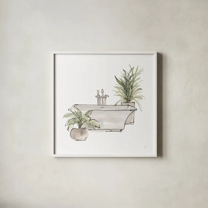 Neutral Tub II by Chris Paschke. Shown in a crisp white glass frame for a clean and minimalist style. Available as an archival giclee rolled canvas, fine art paper, or poster print. SKU 66221a.