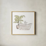 Neutral Tub III by Chris Paschke. Shown in a natural wood glass frame for a timeless modern aesthetic. Available as an archival giclee rolled canvas, fine art paper, or poster print. SKU 66222a.