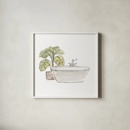 Neutral Tub IV by Chris Paschke. Shown in a crisp white glass frame for a clean and minimalist style. Available as an archival giclee rolled canvas, fine art paper, or poster print. SKU 66223a.