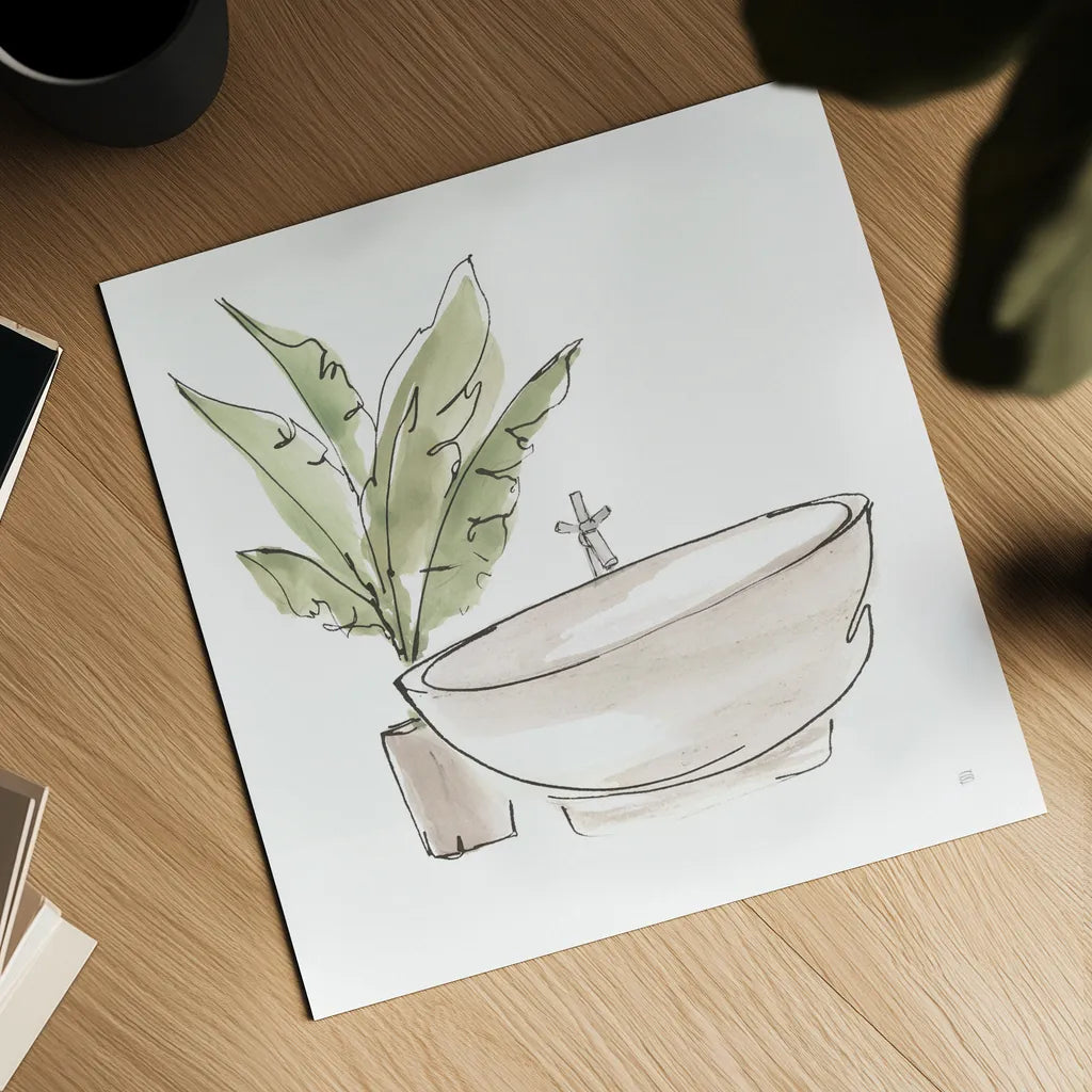 Neutral Tub V by Chris Paschke. Shown as a detailed flat fine art print, highlighting archival giclee quality. Available as an archival giclee rolled canvas, fine art paper, or poster print. SKU 66224a.