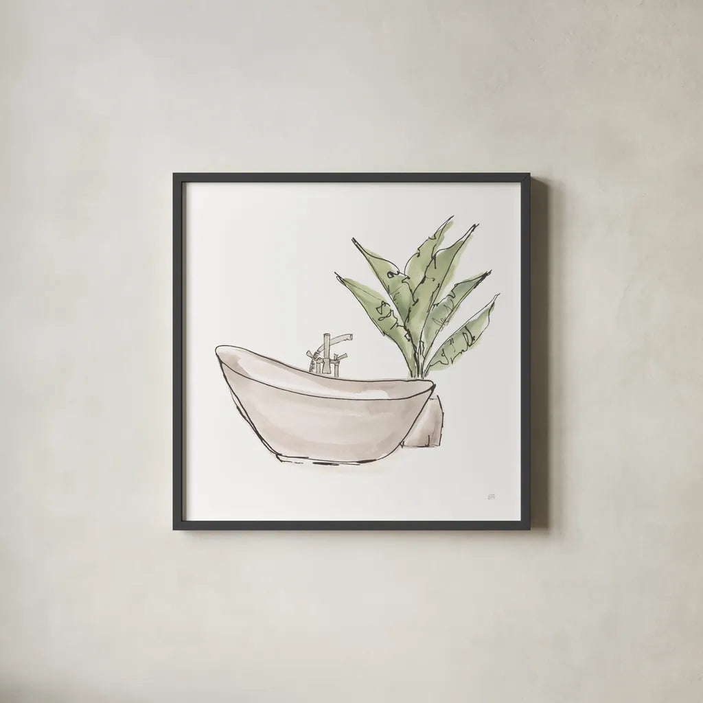 Neutral Tub VI by Chris Paschke. Shown in a sleek black glass frame for a contemporary gallery look. Available as an archival giclee rolled canvas, fine art paper, or poster print. SKU 66225a.