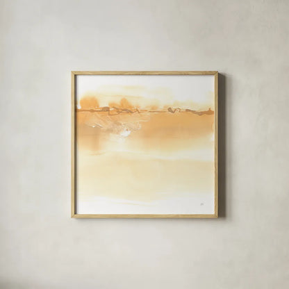 Neutral Turmeric I by Chris Paschke. Shown in a natural wood glass frame for a timeless modern aesthetic. Available as an archival giclee rolled canvas, fine art paper, or poster print. SKU 68157a.