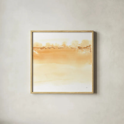 Neutral Turmeric II by Chris Paschke. Shown in a natural wood glass frame for a timeless modern aesthetic. Available as an archival giclee rolled canvas, fine art paper, or poster print. SKU 68158a.