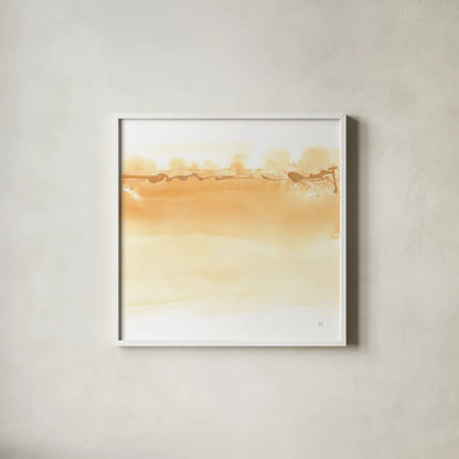 Neutral Turmeric II by Chris Paschke. Shown in a crisp white glass frame for a clean and minimalist style. Available as an archival giclee rolled canvas, fine art paper, or poster print. SKU 68158a.