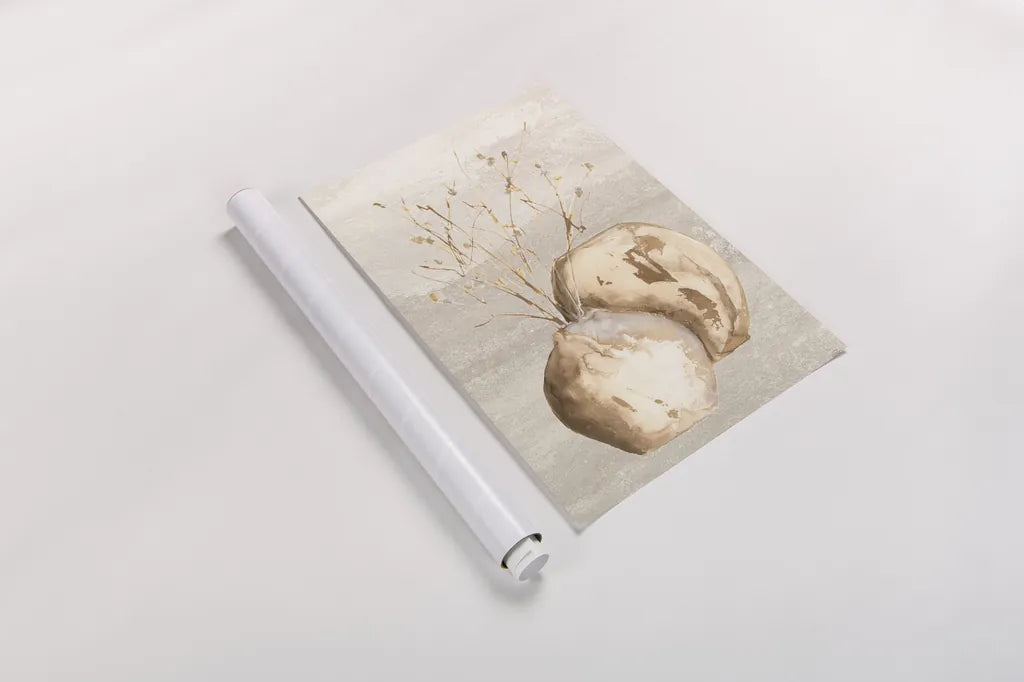 Neutral Vase Branch by Chris Paschke. shown as a rolled paper print. Available as archival giclee rolled canvas, fine art paper, or poster print. SKU 77428h.