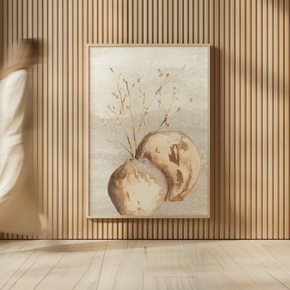 Neutral Vase Branch by Chris Paschke. shown as over sized large wall art. Available as an archival giclee rolled canvas, fine art paper, or poster print. SKU 77428h.